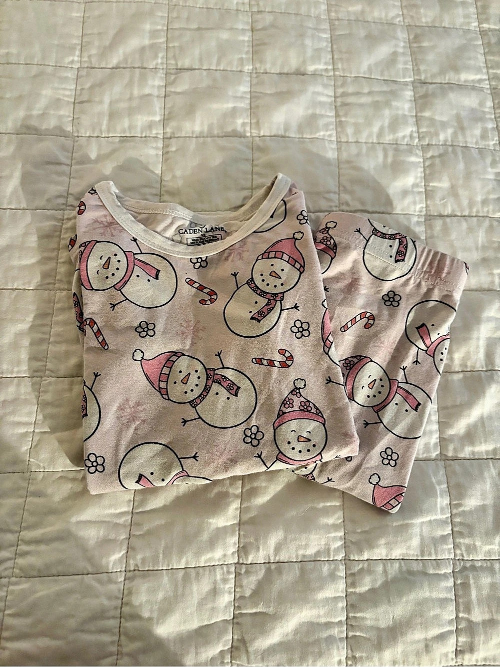 Caden Lane Snowman Pajama Set in Pink & White size 5/6